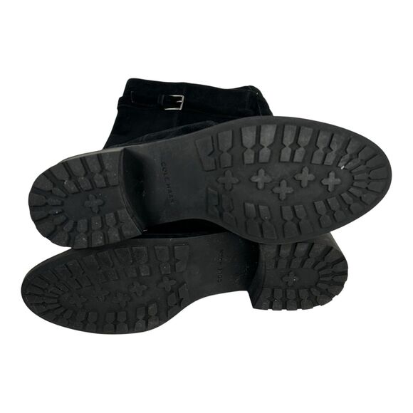 Cole Haan Putnam Tall Knee High Riding Boots Black Suede Leather Waterproof 10B - Picture 10 of 15